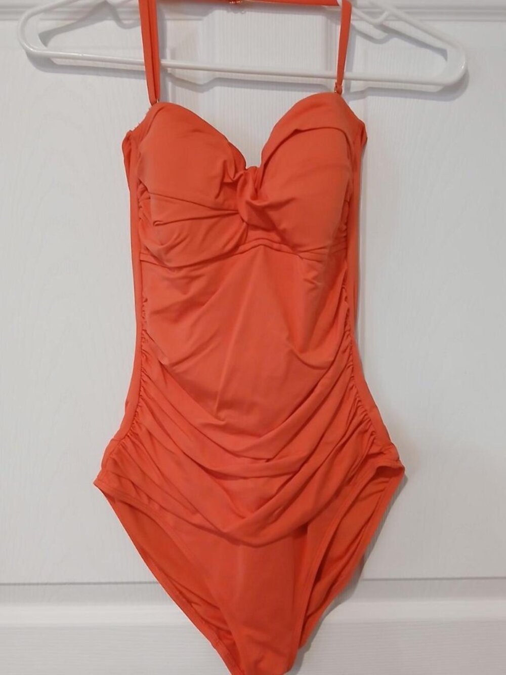 ANNE COLE Ruched One-Piece Swimsuit Bathing Suit, Removable Strap, Size 6 NWOT